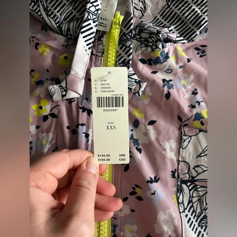 NWT Daily Practice by Anthropologie Windbreaker Jacket Pink Floral - Size XXS - Picture 4 of 9